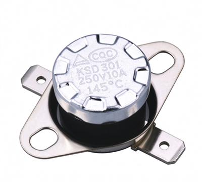 ksd301 snap disc thermostat, flat terminals, fixed ring, 180°c, normally closed